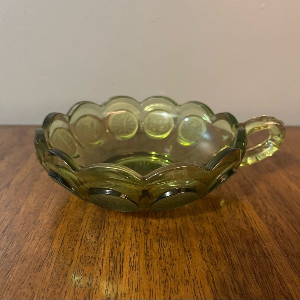 Vintage Fostoria Coin Glass nappy dish.